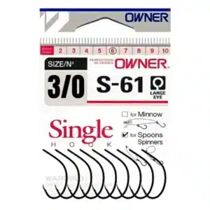 Owner, S-61, Single hook, Big Eye, stl 3/0, 7st